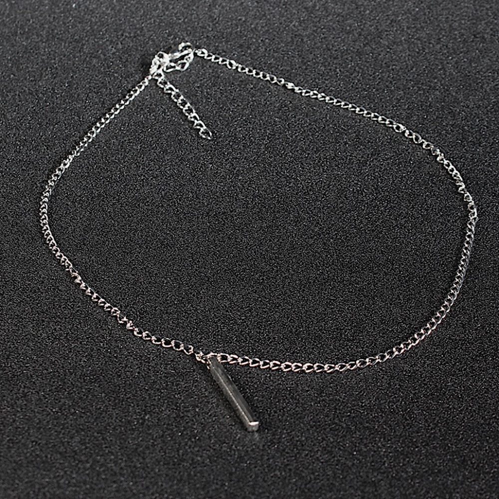 Silver Color Simple Chic Rectangular Bar Necklace - Picture 2 of 2